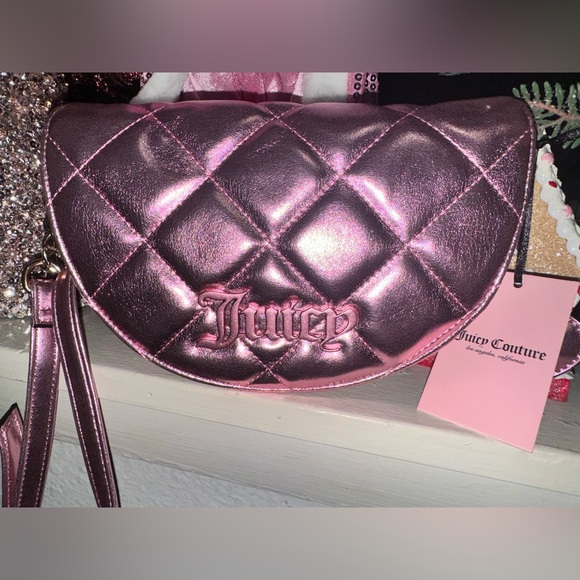 Juicy Couture Pretty Game Strong Crossbody Pink Blush Metallic - Picture 1 of 6